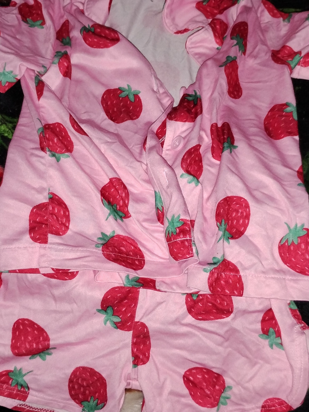 Toddler Girls Pink Strawberry Print Shorts Pajama Set